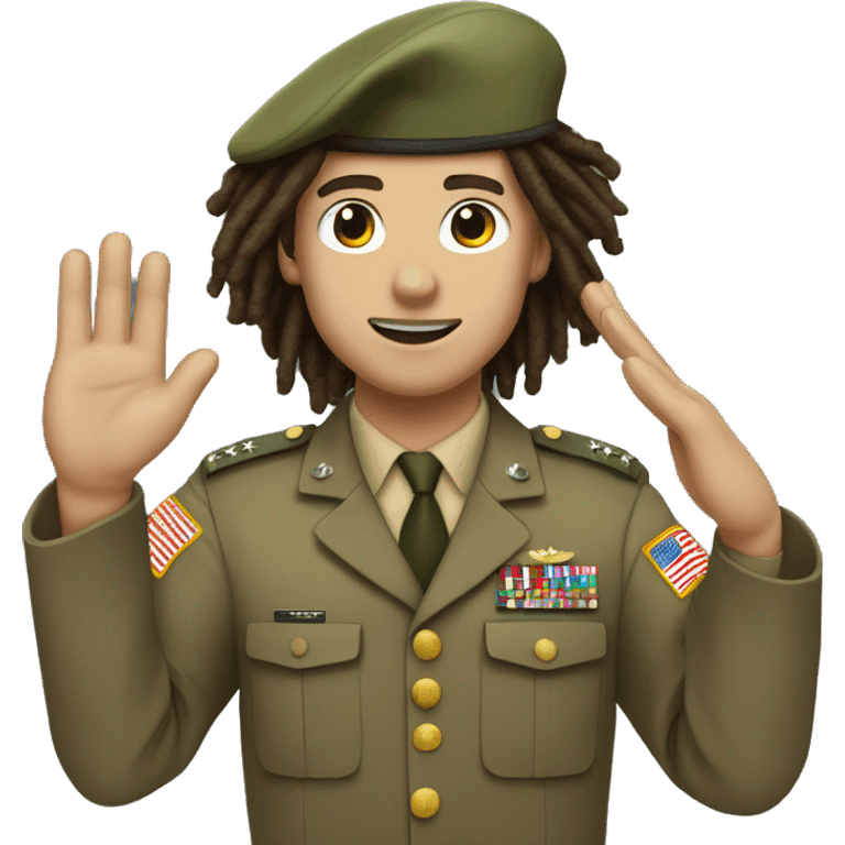 military salute with dreads white guy brown hair long curly hair emoji