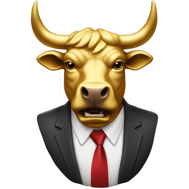 golden raging wall street bull portrait emoji