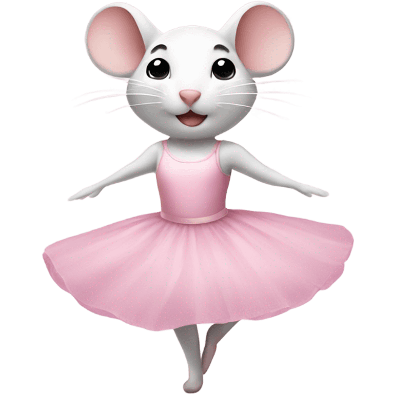 White mouse in a pink ballet dress emoji