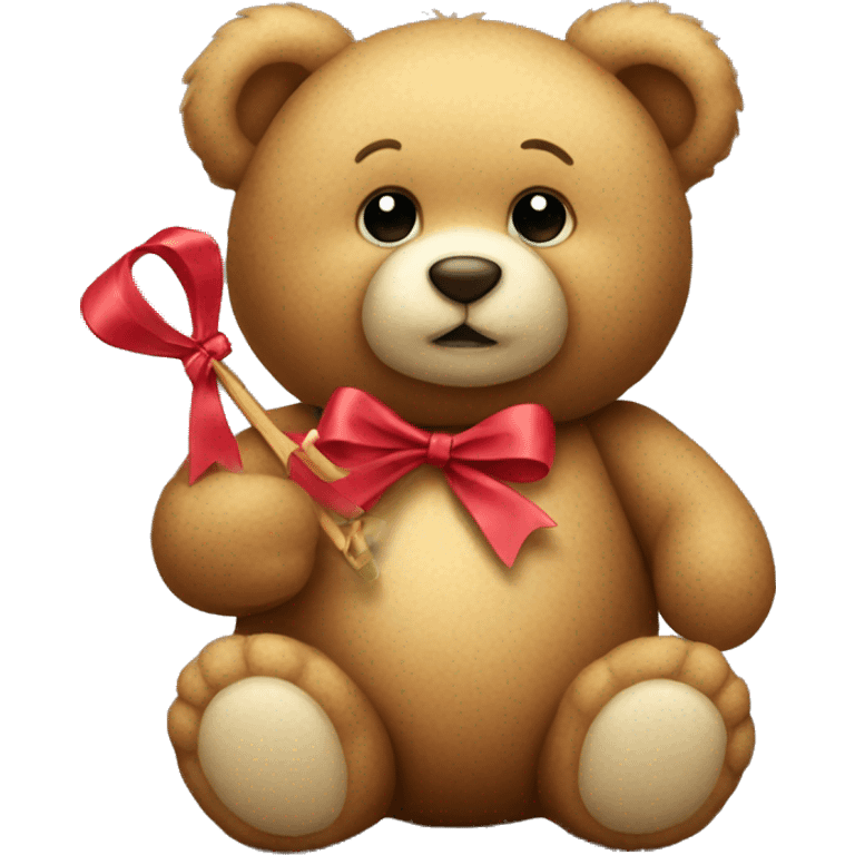 Teddy bear holding bow emoji