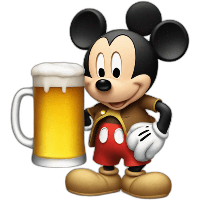 Mickey mouse with a mug of beer in his hands emoji