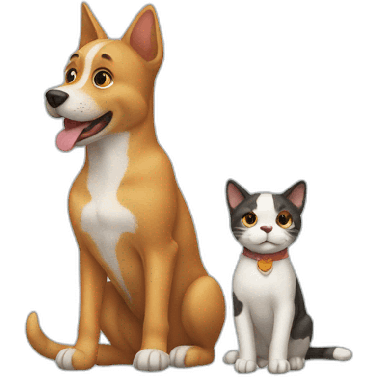 Cat and dog played emoji