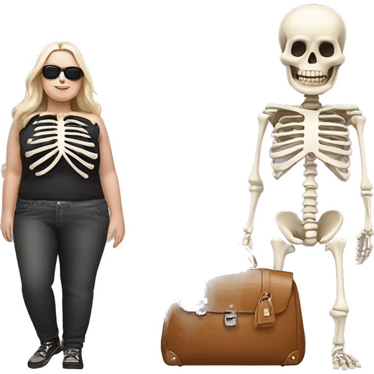 Very very very fat skeleton with a birkin bag emoji