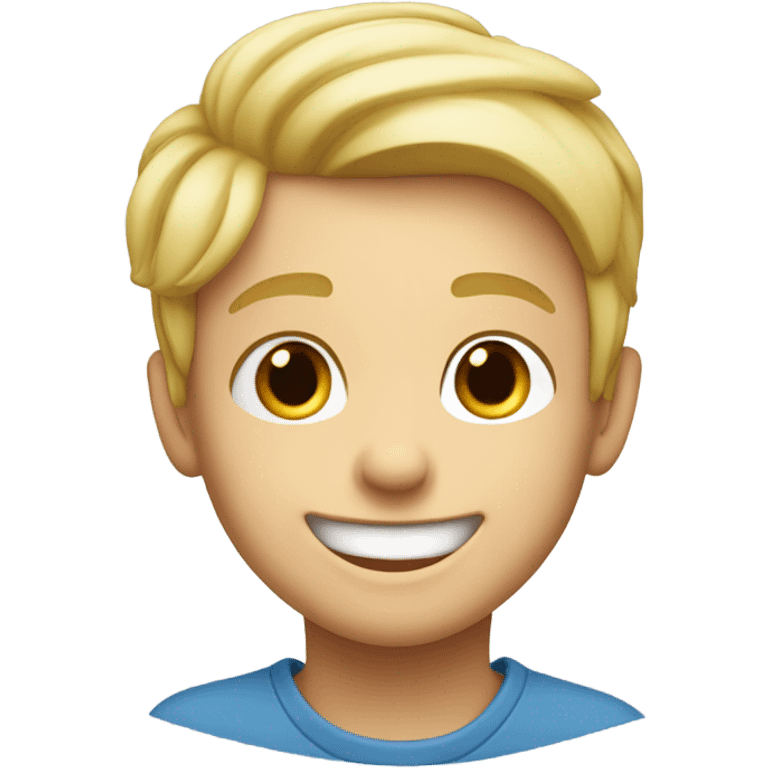 smiling blonde boy portrait indoors emoji