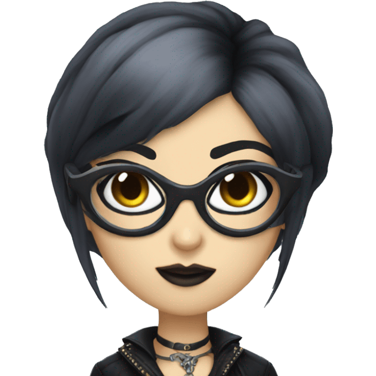 goth girl with bayonetta glasses emoji