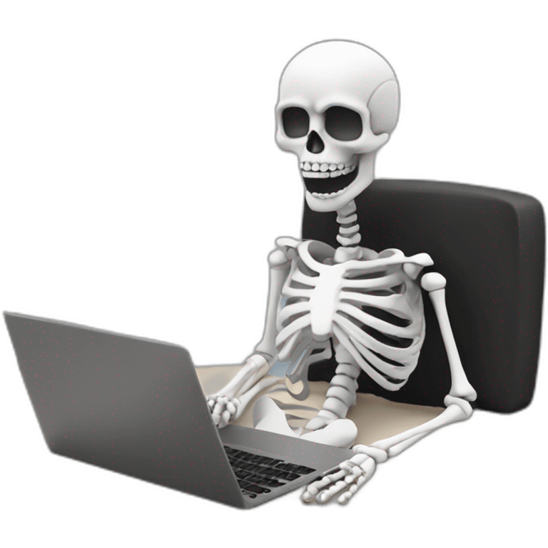 Tired Skeleton with laptop emoji