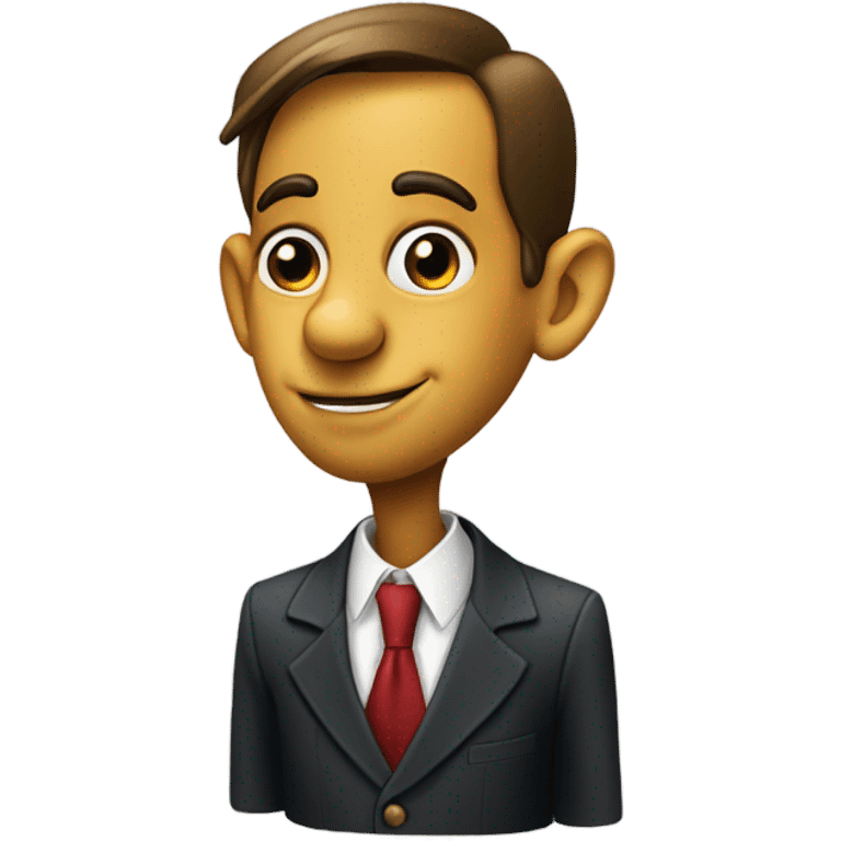 Pinocchio in a suit after lying. Head turned, very long nose emoji