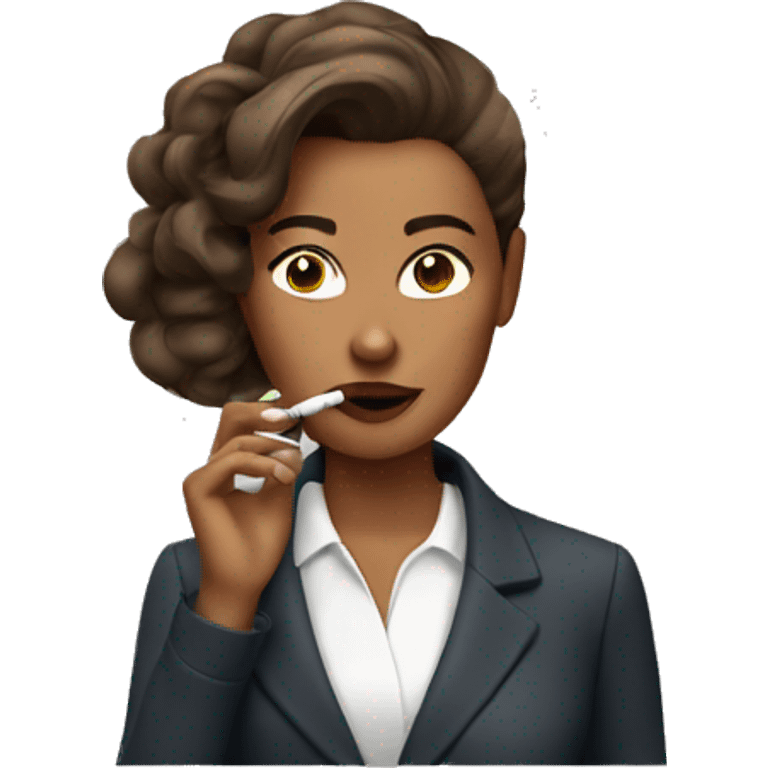 woman with brown blow out hairstyle smoking a cigarette  emoji