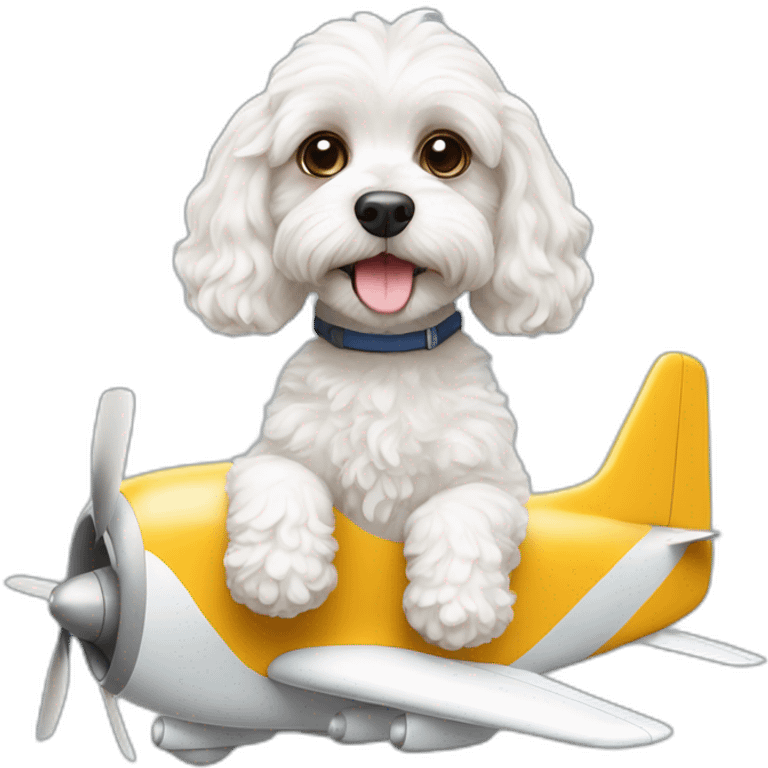 White cavapoo in an airplane emoji