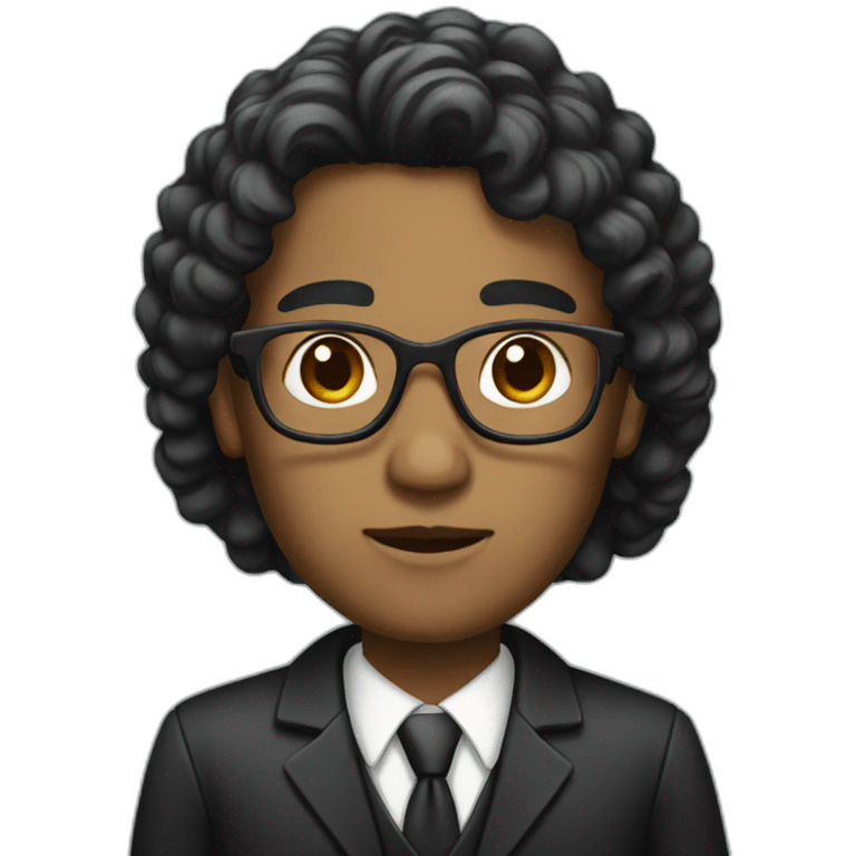 lawyer with curly black long hair emoji