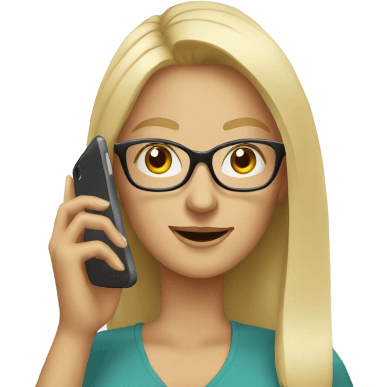 Blonde woman wearing glasses calling on cell phone emoji