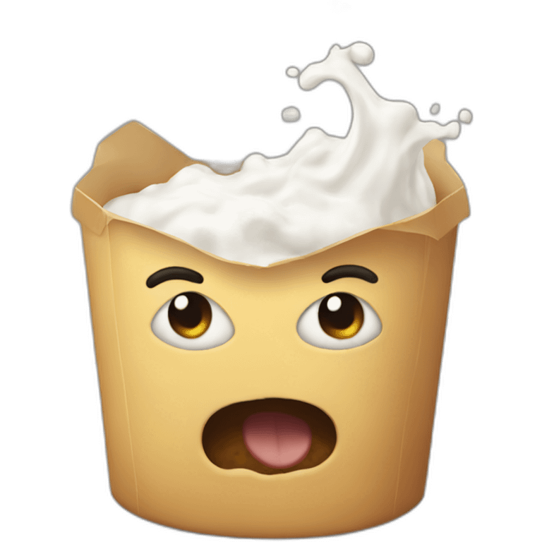 Mad milkbox with eyes and mouth emoji