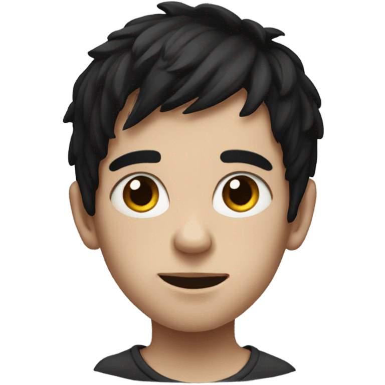 realistic portrait of alone boy with black hair emoji