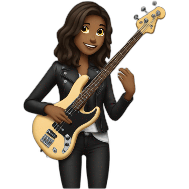 Brunette playing bass emoji