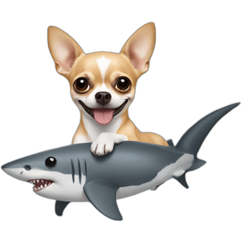 a chihuahua on a shark emoji