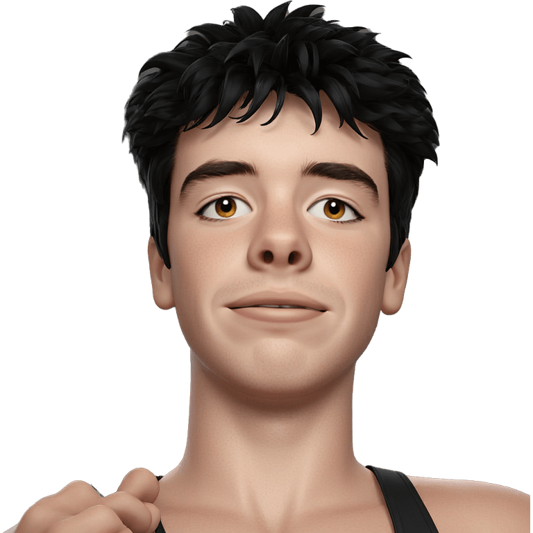 male with black hair indoors emoji