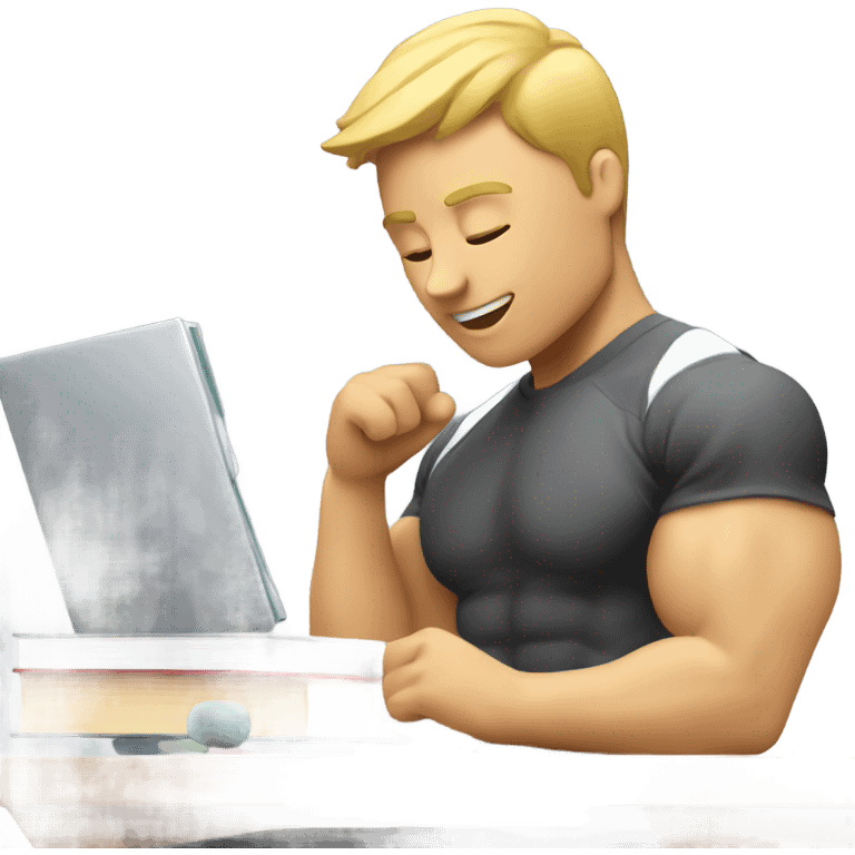 emoji with person studying and doing fitness emoji