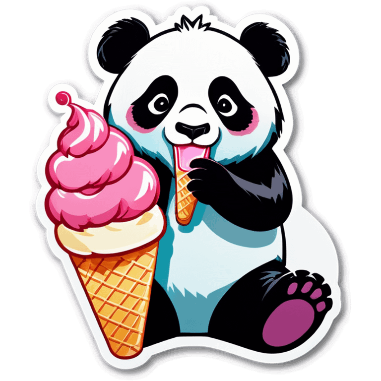 Panda eating ice cream emoji