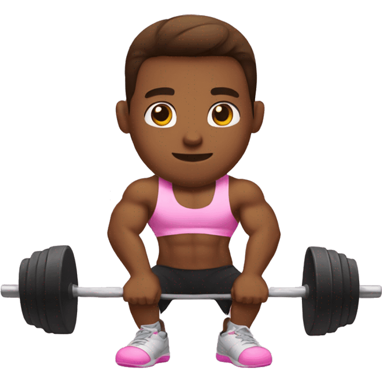 brown guy with a hello kitty shirt doing crossfit  emoji