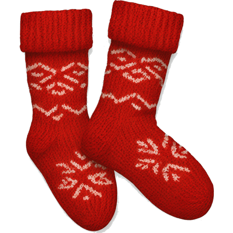 Two Red knitted winter pair of socks  emoji