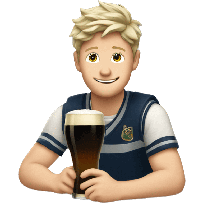 Niall Horan drinking a Guinness beer emoji