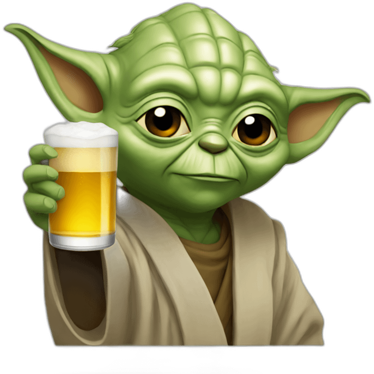 Yoda drinking a beer emoji