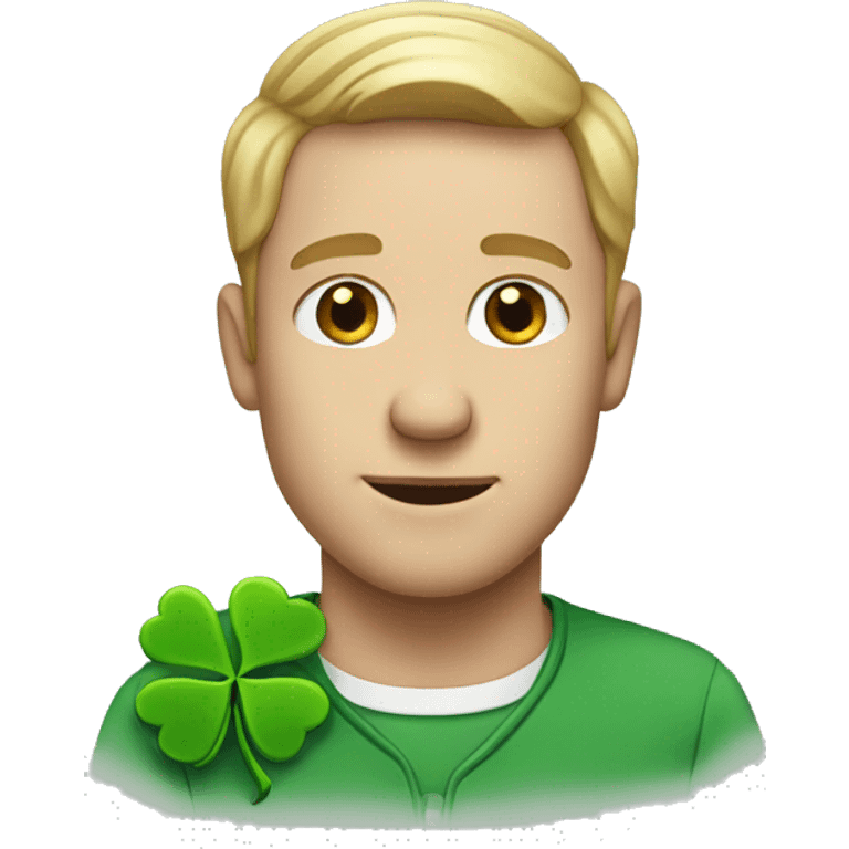 white man with four leaf clover emoji