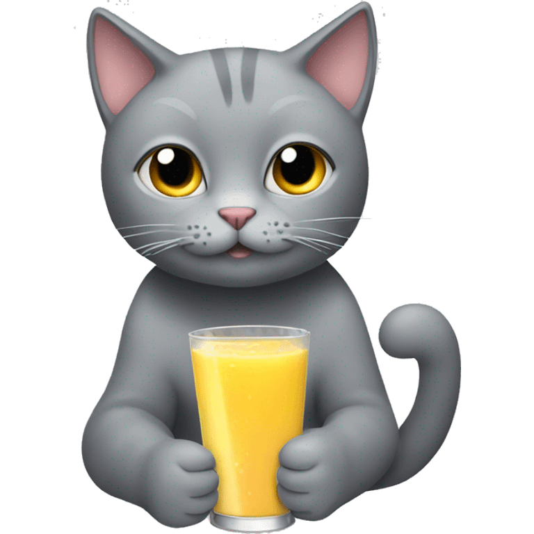 Grey Cat drinking juice emoji