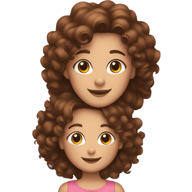 white curly brown hair mom and brown curly hair daughter smiling emoji