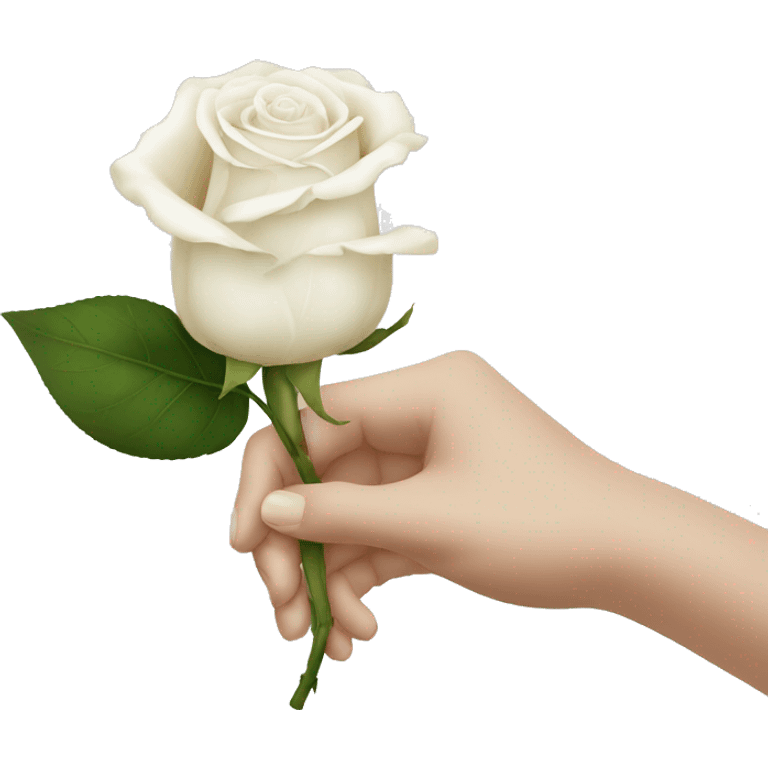 a hand holding a white rose, transparant background emoji