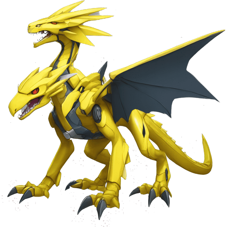  Edgy Shiny Futuristic Yellow Digimon-Fakemon-Reptile-Dragon-Sergal-Mecha full body emoji