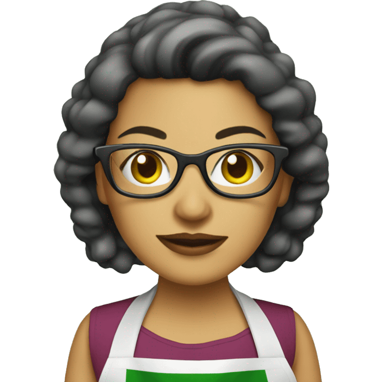 mexican lady green apron  with glasses cooking tacos emoji