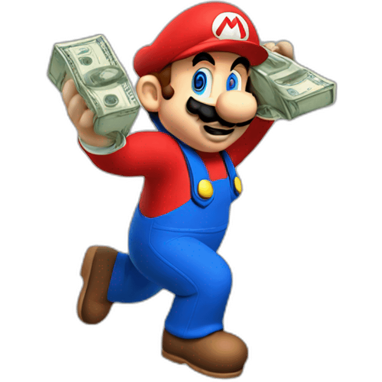 Mario handling money emoji