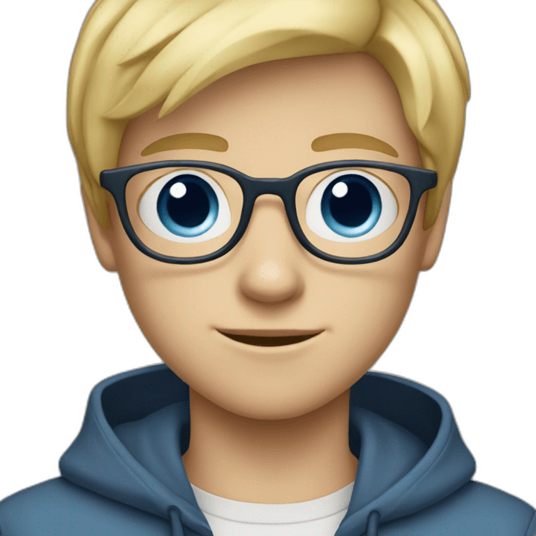 Blond boy teenager with blue eyes and glasses and wide pants emoji