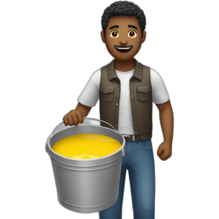 man with a bucket of paint falling on him emoji