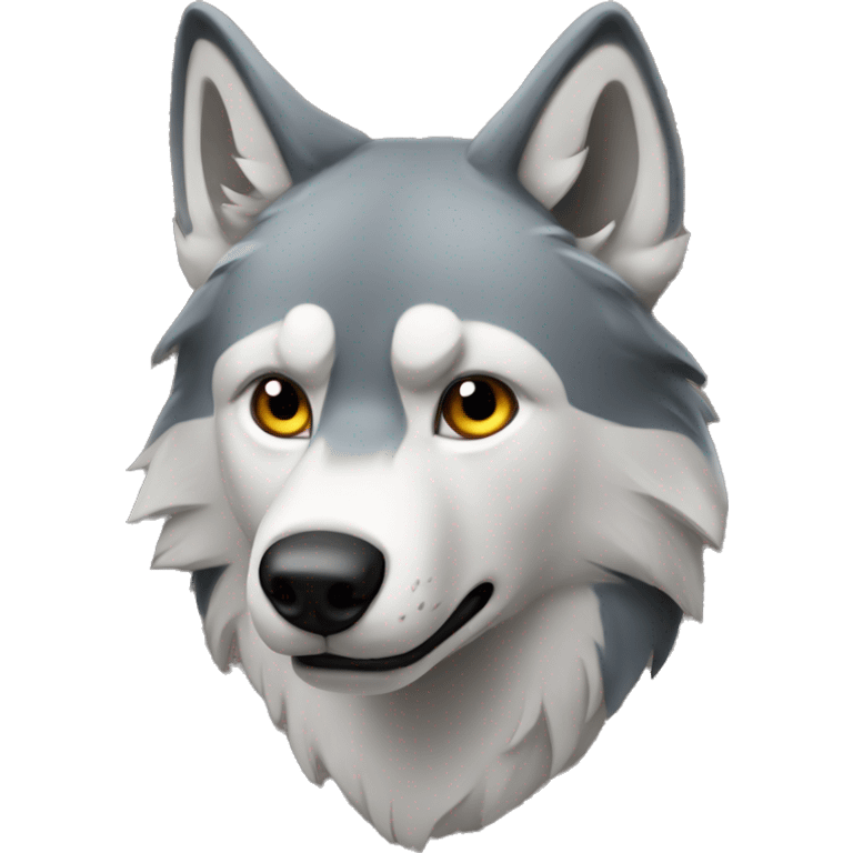 A wolf with white fair emoji