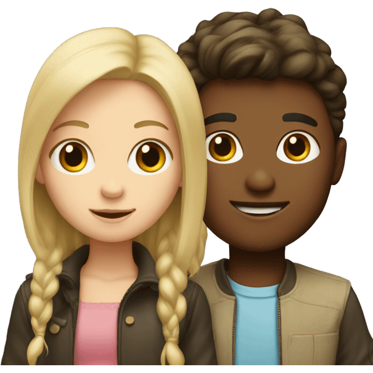 blonde boy and brunette girl emoji