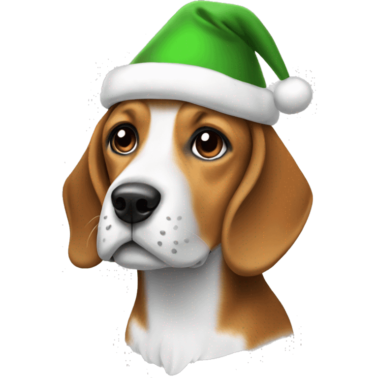 Beagle were Christmas hat emoji