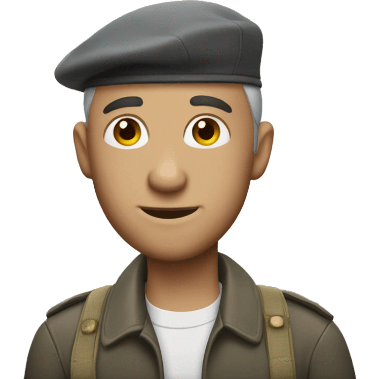 man with countryside beret and balding emoji