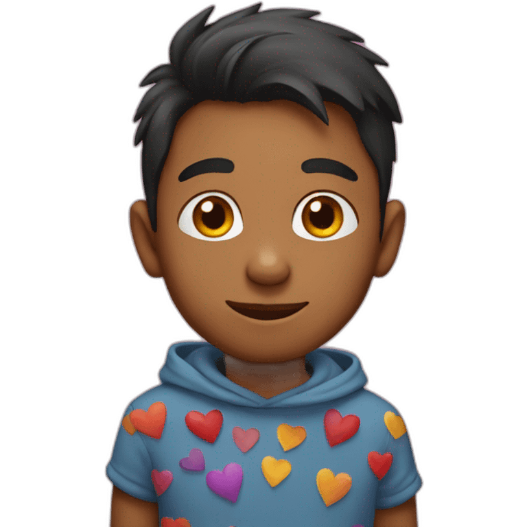 indian boy with love hearts emoji