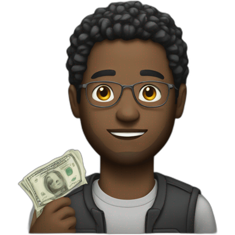 Black man with cash emoji