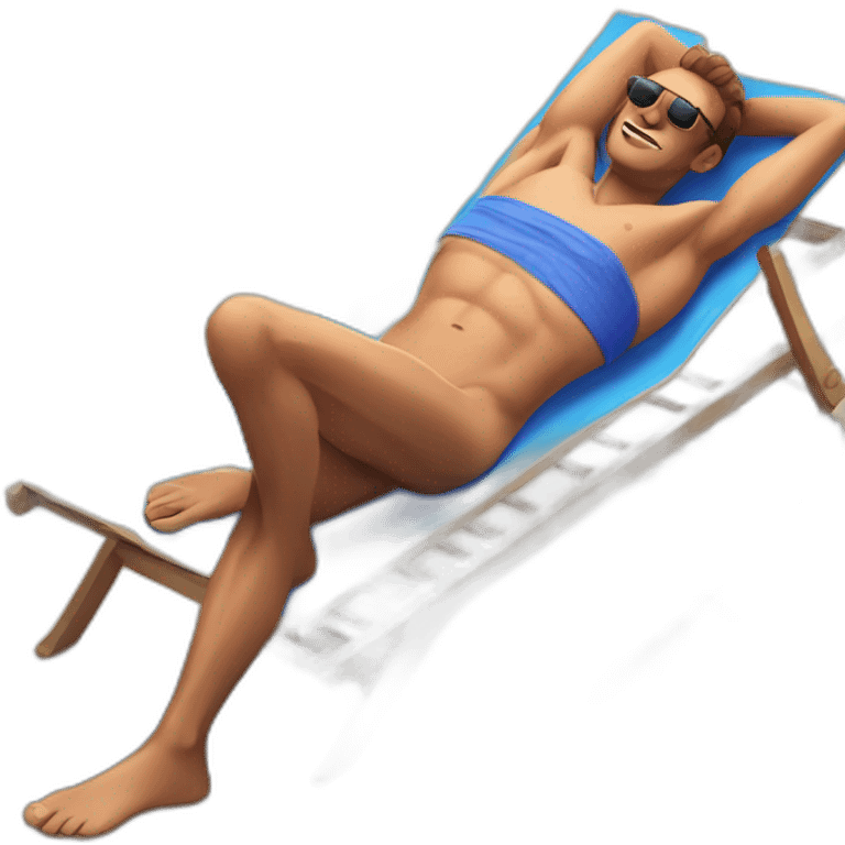 man laying in sunbed emoji