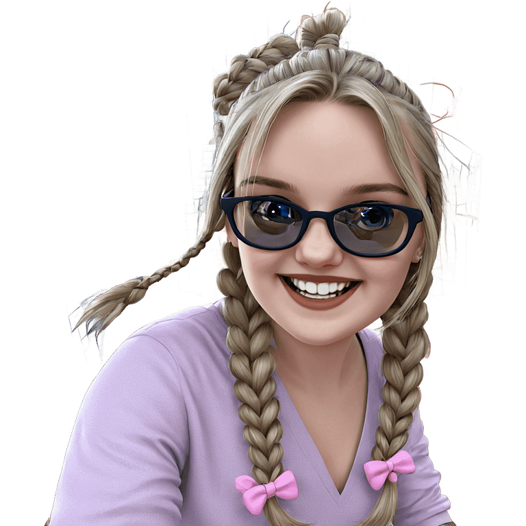 smiling girl with twin braids emoji