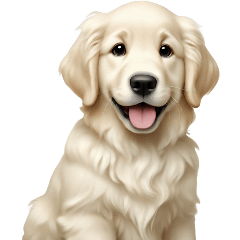 White English cream long haired curly golden retriever puppy emoji