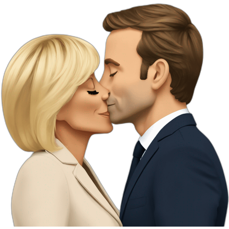 Brigitte macron kissing Emmanuel macron emoji