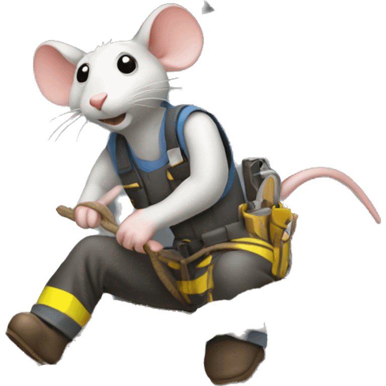 Rat Construction worker hauling rope down from roof emoji