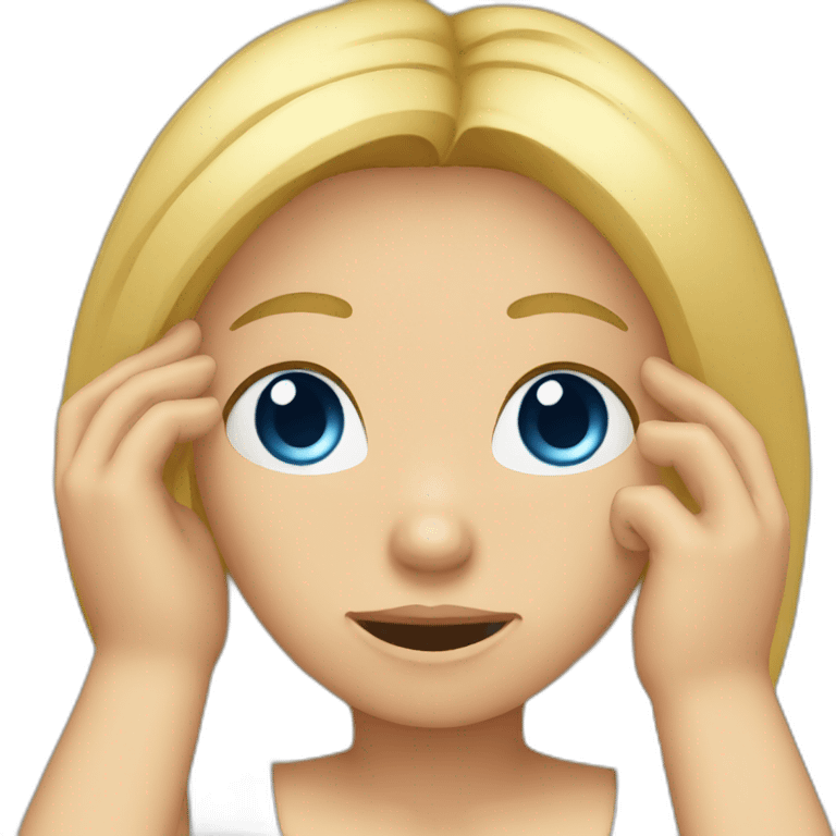 girl with blond hair blue eyes facepalm emoji