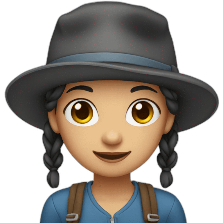 a girl with pigtails in a hat emoji