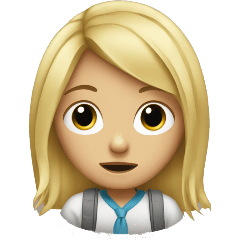 Blonde girl crying over school work emoji