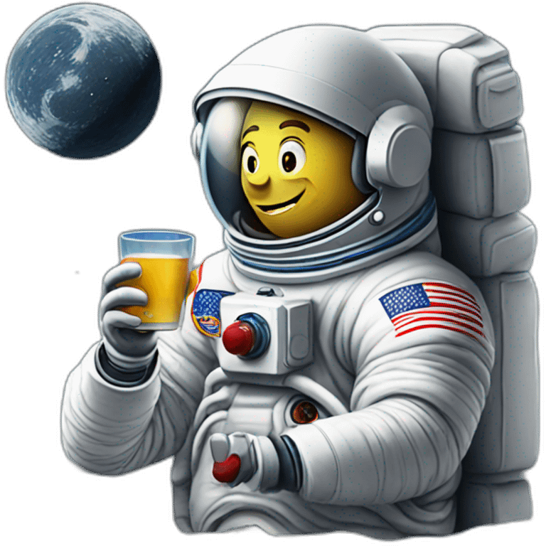 Neil Armstrong drinking béer on the moon emoji